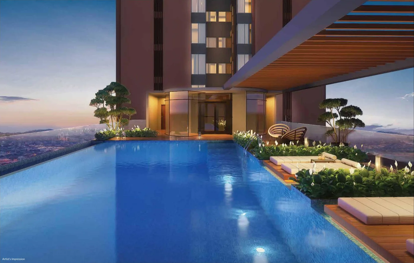 Apartment balcony with Pune skyline view at Metro Life Ultima